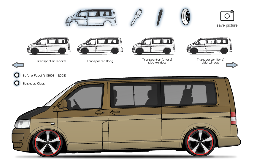 VW Karmann Ghia Designer VW Polo Selecta und VW Bus T5 Selecta