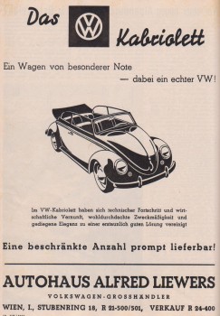 VW Käfer Cabrio Autohaus VW Liewers