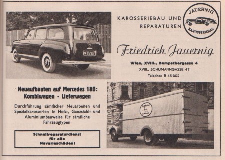 alte Werbung Mercedes-Benz Karosseriebau Jauernig