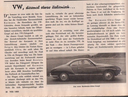 VW Karmann Ghia Vorstellung