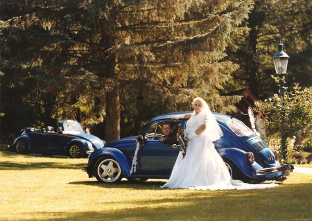 VW Käfer Cabriolet blau Hochzeit